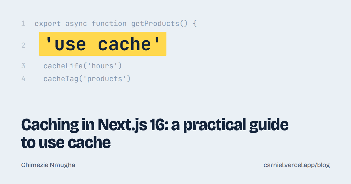 Caching in Next.js 16: A Practical Guide to use cache