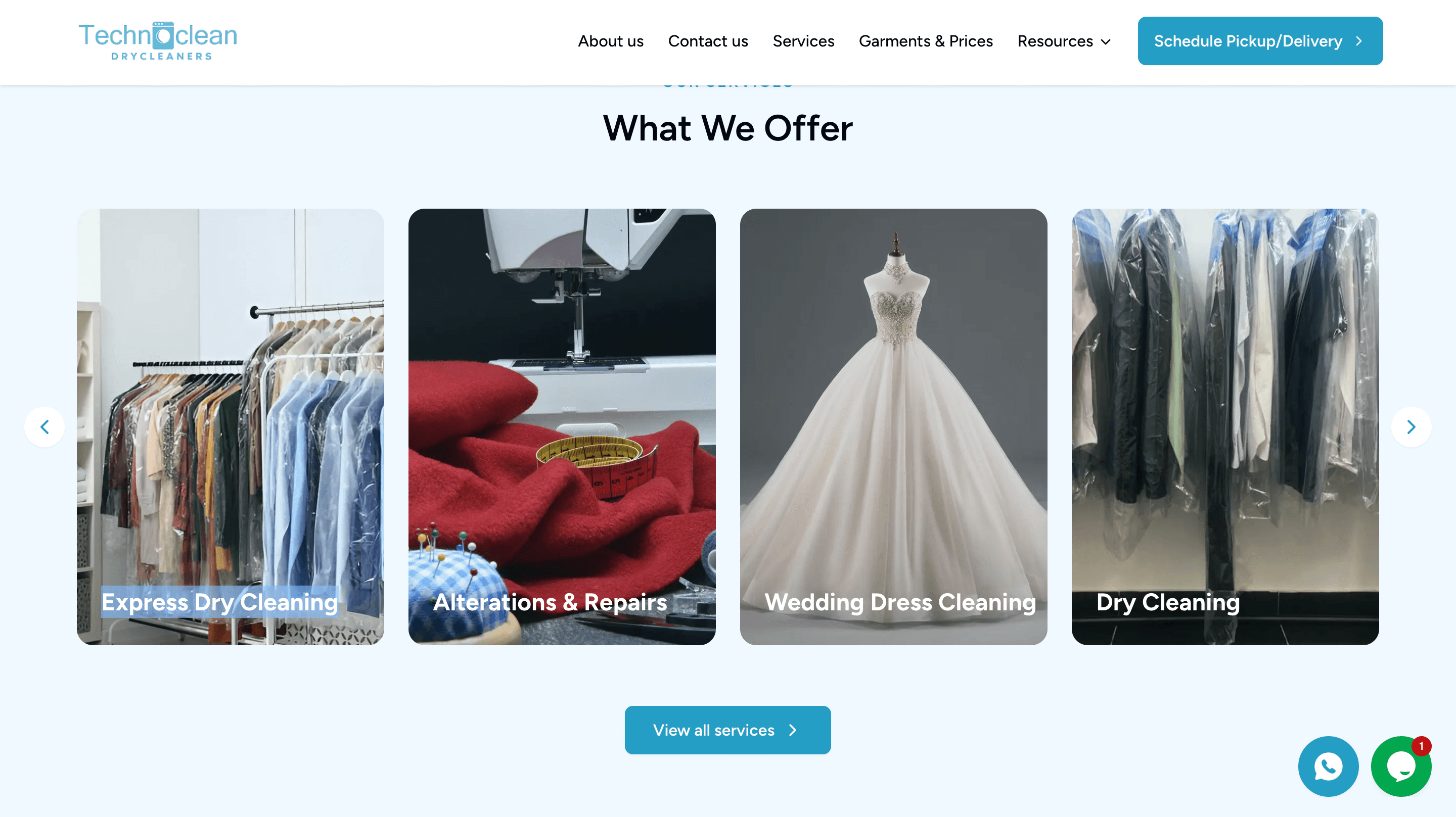 TechnoClean Dry Cleaners website